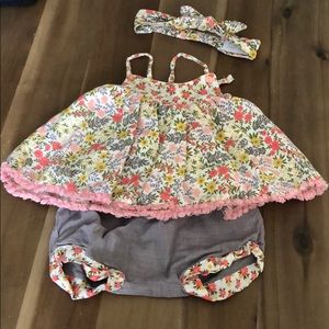 Baby girls 3 piece set top, shorts and headband